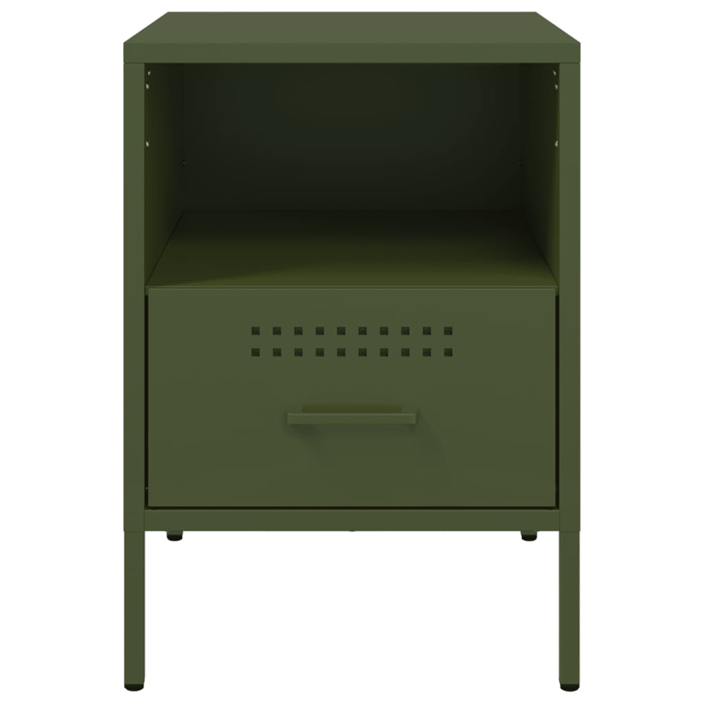 Olive Green Steel Bedside Cabinets 2 pcs, 36x39x50.5 cm