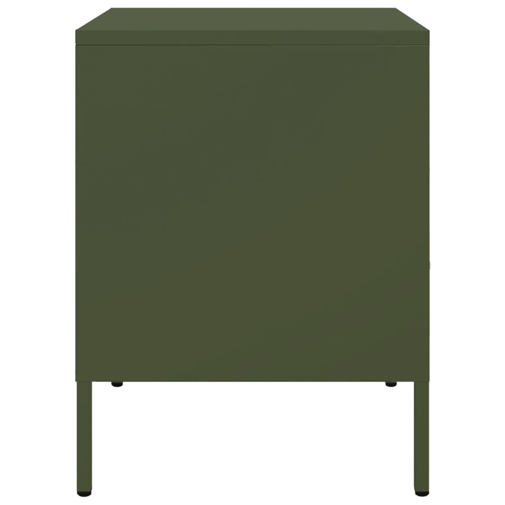 Olive Green Steel Bedside Cabinets 2 pcs, 36x39x50.5 cm