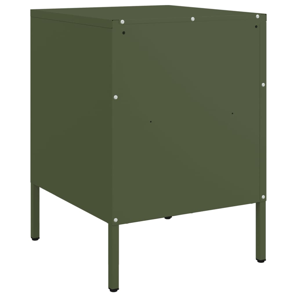 Olive Green Steel Bedside Cabinets 2 pcs, 36x39x50.5 cm