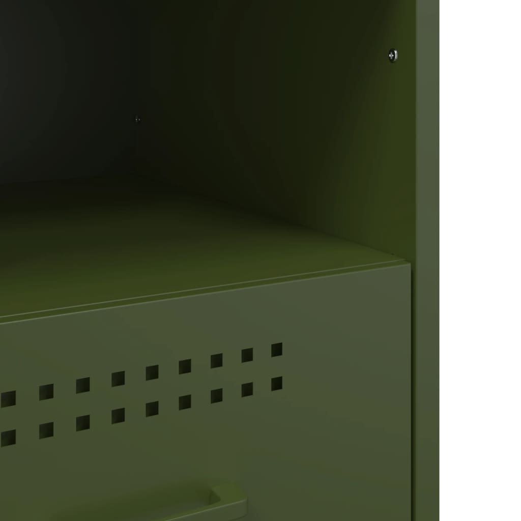 Olive Green Steel Bedside Cabinets 2 pcs, 36x39x50.5 cm
