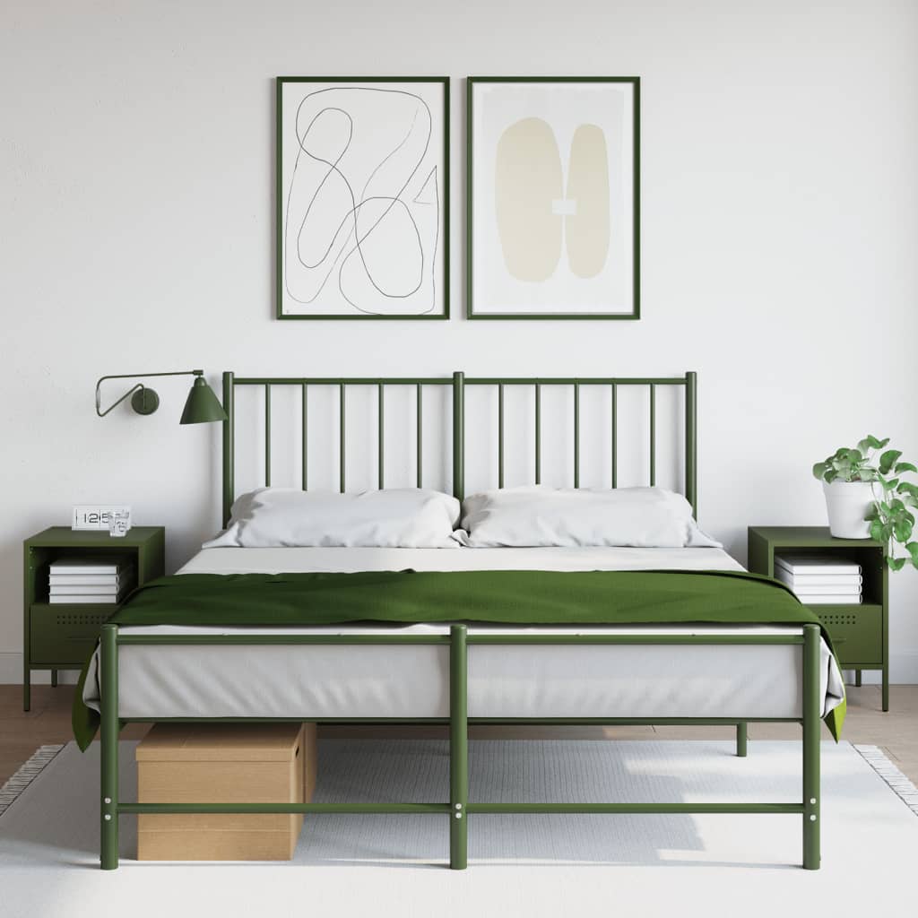 Olive Green Steel Bedside Cabinets 2 pcs, 36x39x50.5 cm