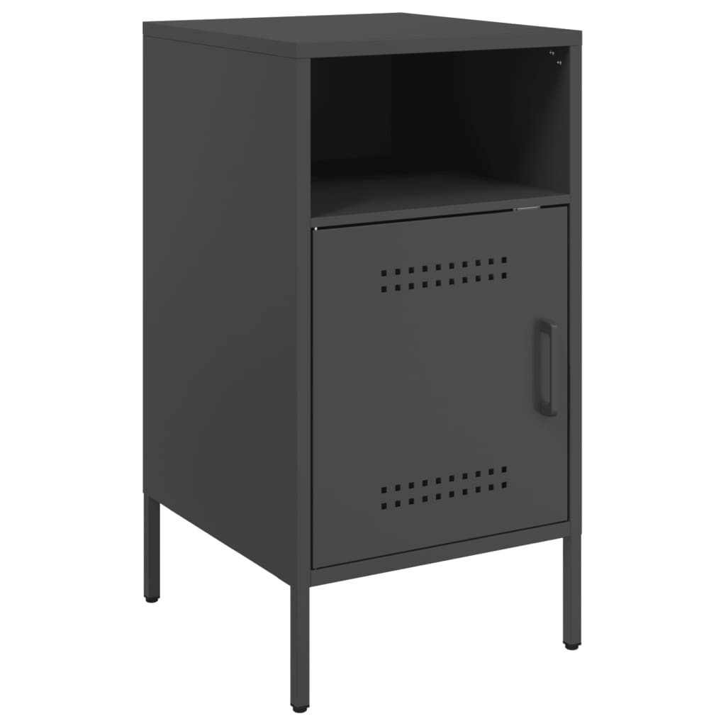 Black Steel Bedside Cabinet 36x39x68 cm - Sleek and Modern Design
