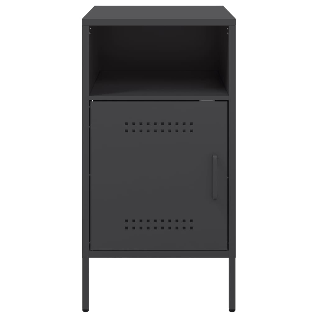 Black Steel Bedside Cabinet 36x39x68 cm - Sleek and Modern Design