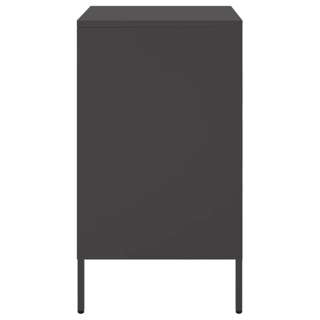 Black Steel Bedside Cabinet 36x39x68 cm - Sleek and Modern Design