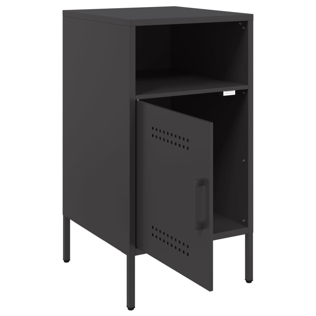 Black Steel Bedside Cabinet 36x39x68 cm - Sleek and Modern Design