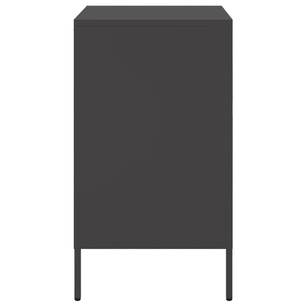 Sleek Black Steel Bedside Cabinets Set of 2 (36x39x68 cm)