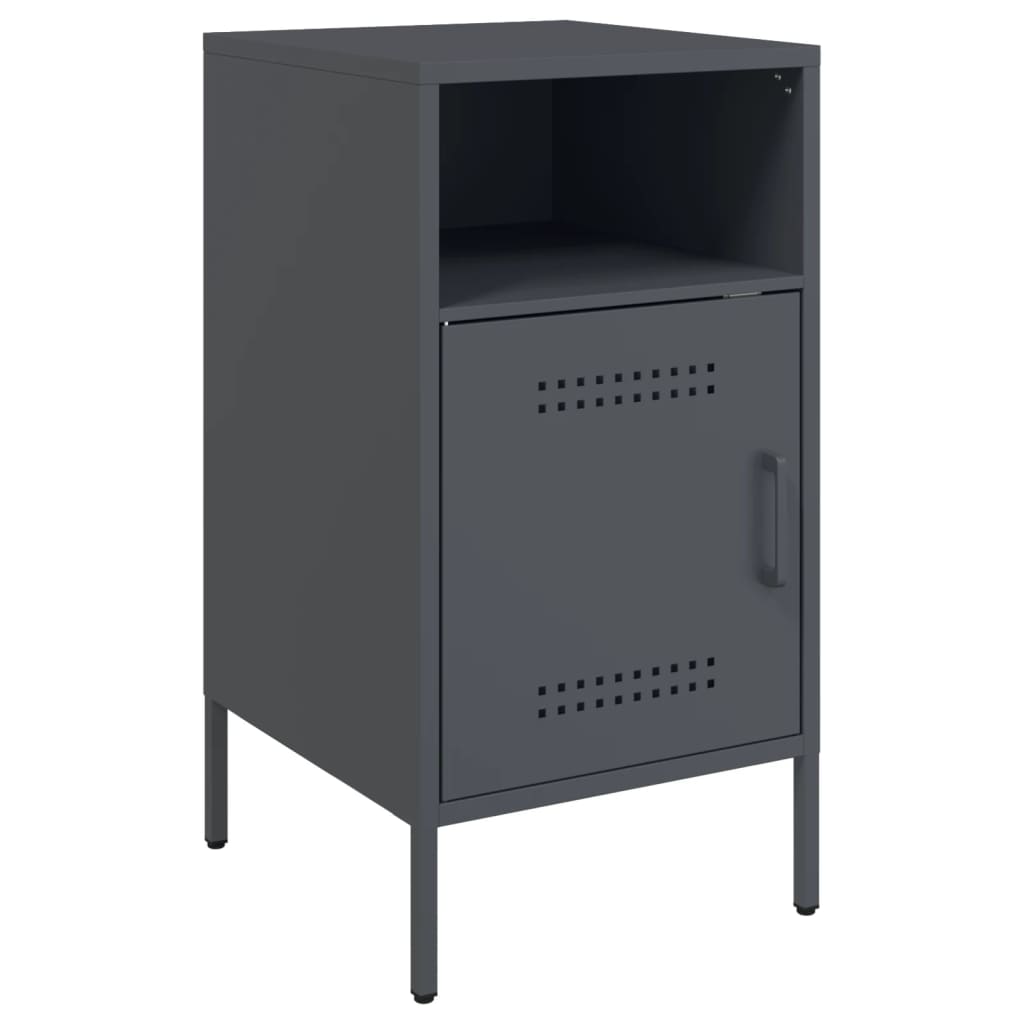 Anthracite Steel Bedside Cabinet, 36x39x68 cm - Modern Sleek Design