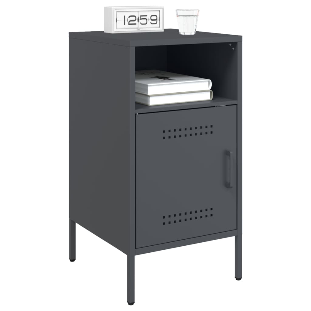 Anthracite Steel Bedside Cabinet, 36x39x68 cm - Modern Sleek Design