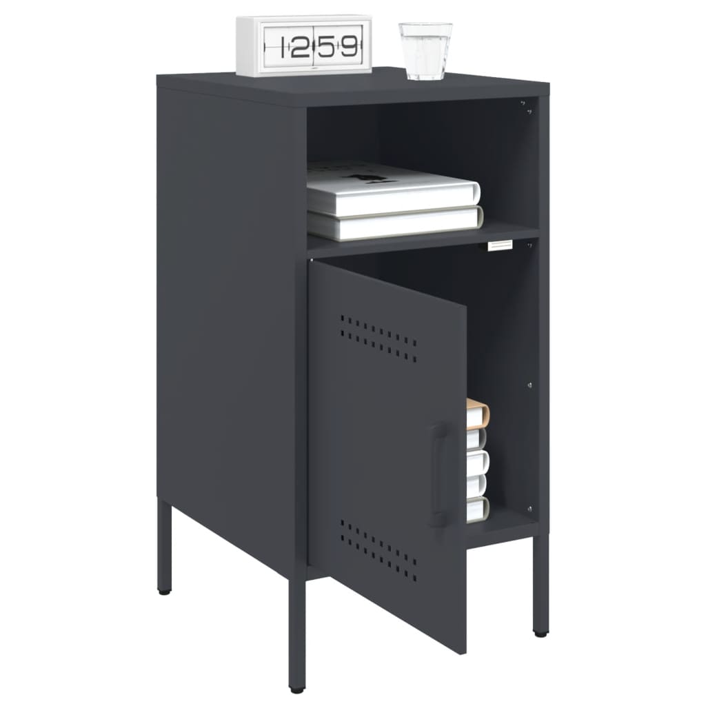 Anthracite Steel Bedside Cabinet, 36x39x68 cm - Modern Sleek Design