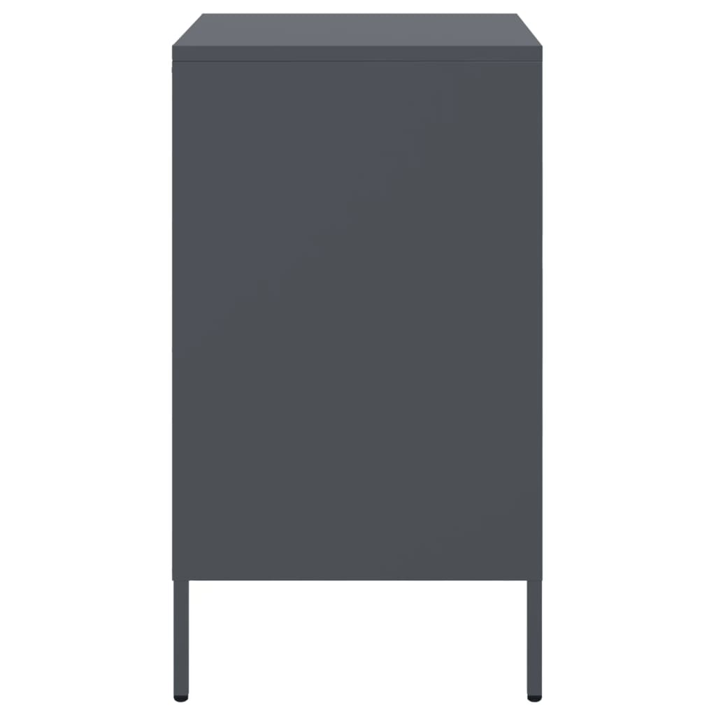 Anthracite Steel Bedside Cabinet, 36x39x68 cm - Modern Sleek Design