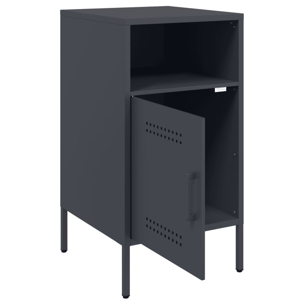 Anthracite Steel Bedside Cabinet, 36x39x68 cm - Modern Sleek Design