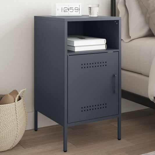 Anthracite Steel Bedside Cabinet, 36x39x68 cm - Modern Sleek Design