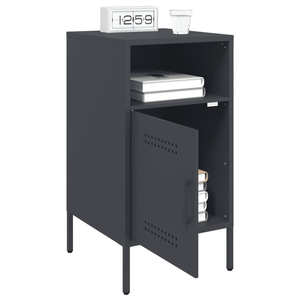 Anthracite Steel Bedside Cabinets 2pcs - 36x39x68 cm Durable Design