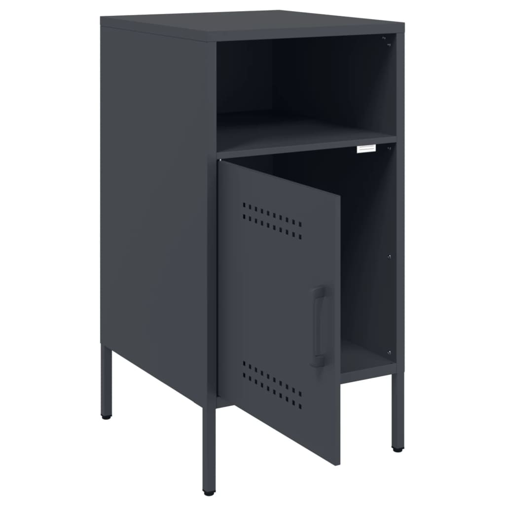 Anthracite Steel Bedside Cabinets 2pcs - 36x39x68 cm Durable Design