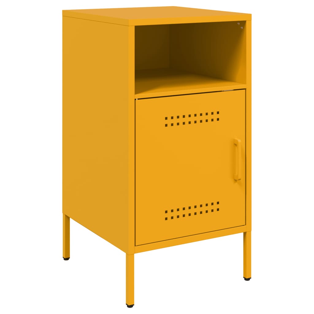 Mustard Yellow Steel Bedside Cabinet 36x39x68 cm