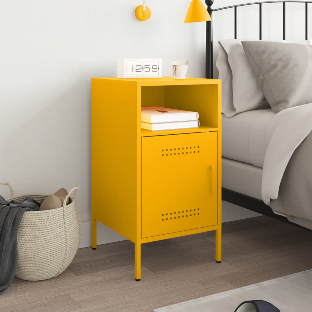 Mustard Yellow Steel Bedside Cabinet 36x39x68 cm