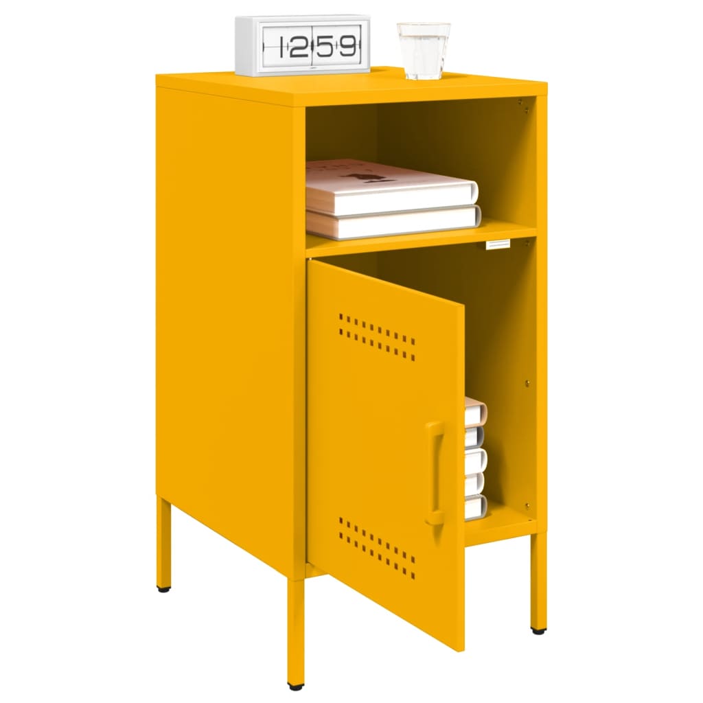 Mustard Yellow Steel Bedside Cabinet 36x39x68 cm