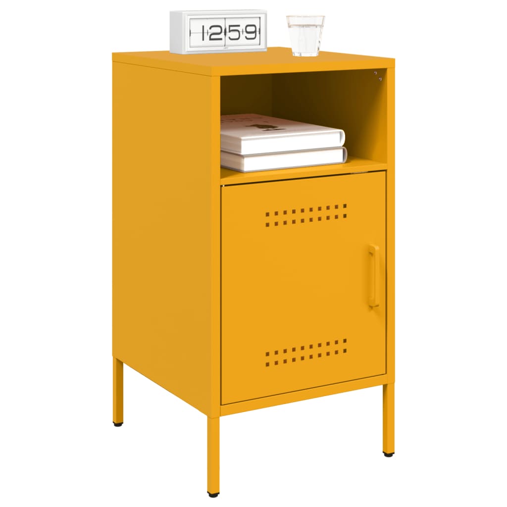 Mustard Yellow Steel Bedside Cabinet 36x39x68 cm