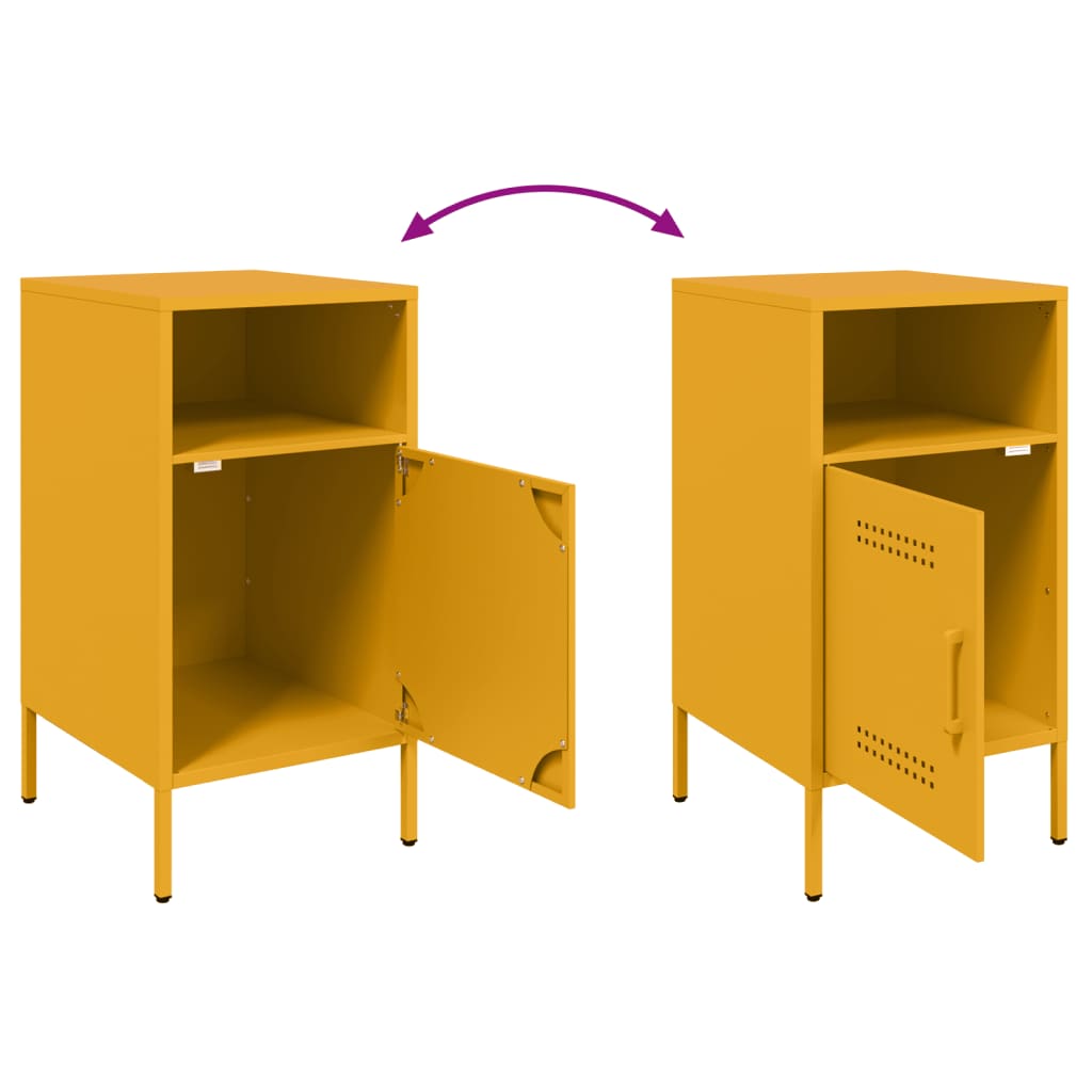 Mustard Yellow Steel Bedside Cabinet 36x39x68 cm
