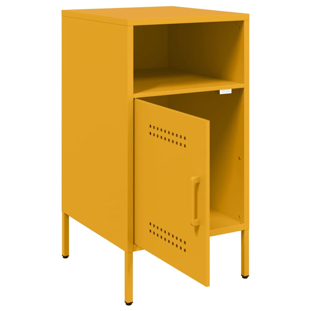 Mustard Yellow Steel Bedside Cabinet 36x39x68 cm