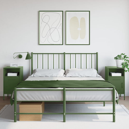 Olive Green Steel Bedside Cabinets 2 pcs - 36x39x68 cm