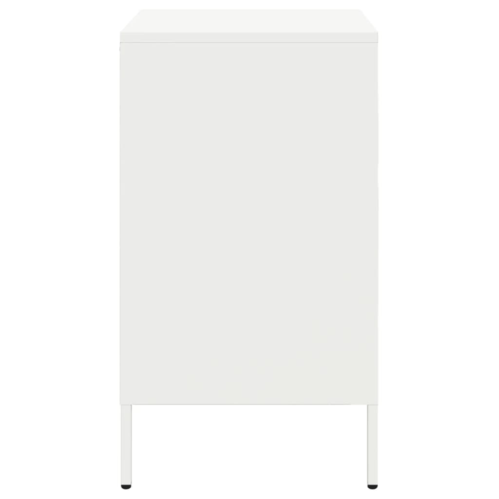 White Steel Bedside Cabinet - 36x39x68 cm Modern Nightstand