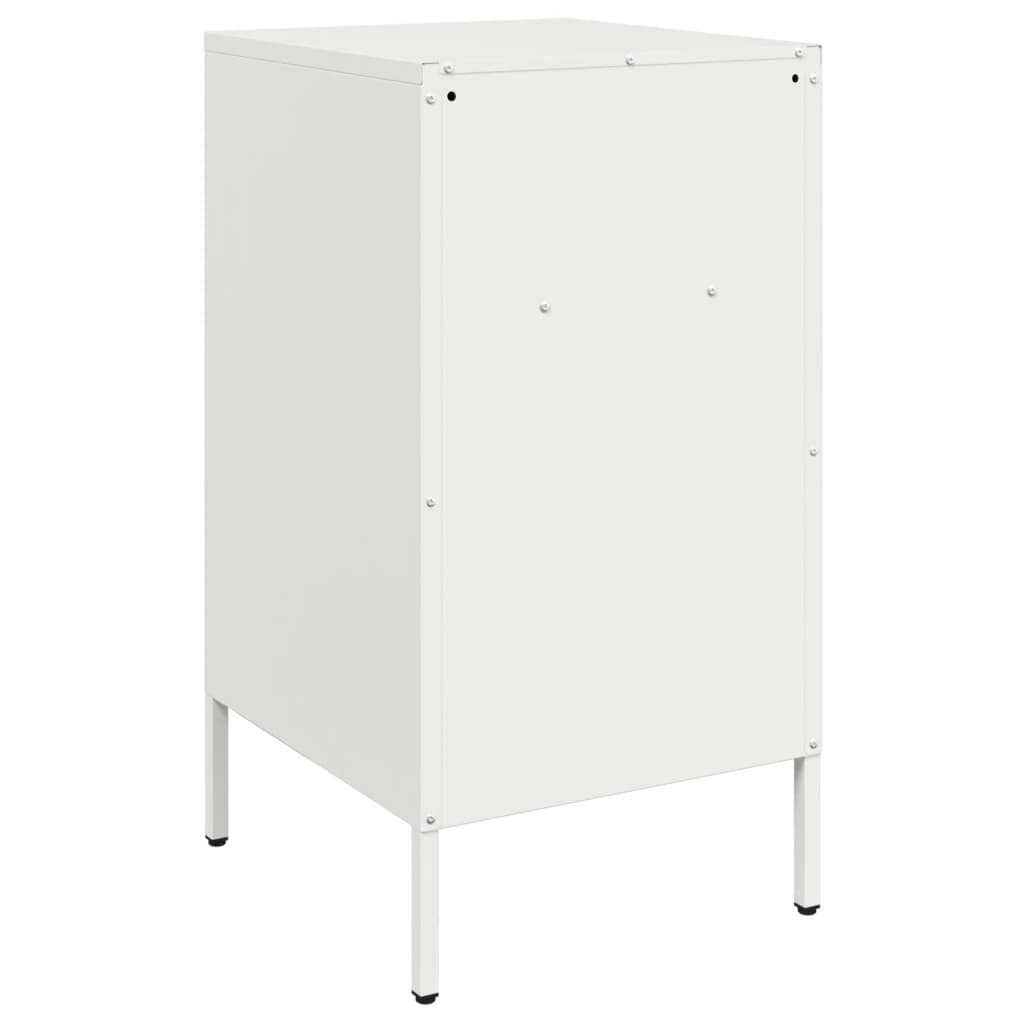 White Steel Bedside Cabinet - 36x39x68 cm Modern Nightstand