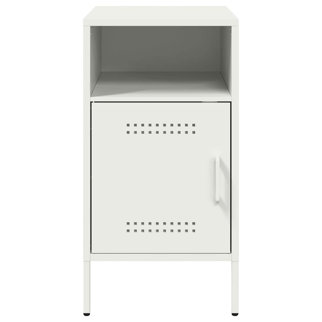 Sleek White Steel Bedside Cabinets Set, 36x39x68 cm, 2-Piece