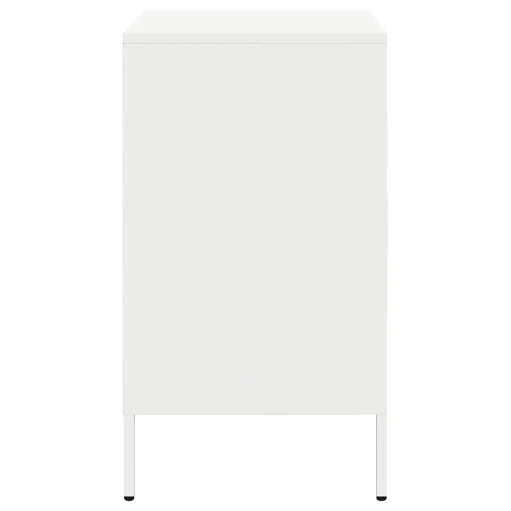 Sleek White Steel Bedside Cabinets Set, 36x39x68 cm, 2-Piece