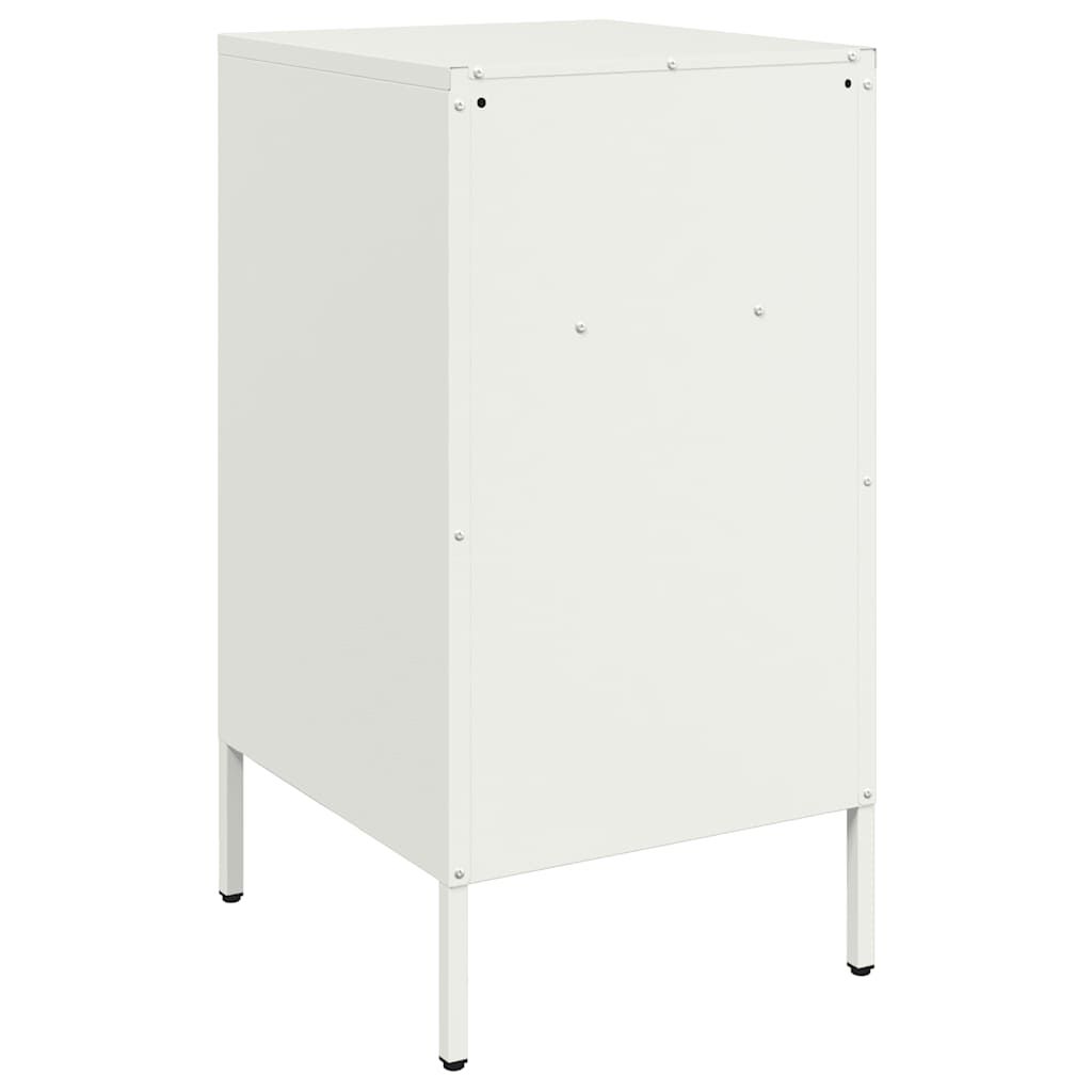 Sleek White Steel Bedside Cabinets Set, 36x39x68 cm, 2-Piece