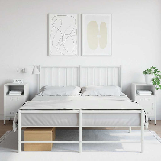 Sleek White Steel Bedside Cabinets Set, 36x39x68 cm, 2-Piece