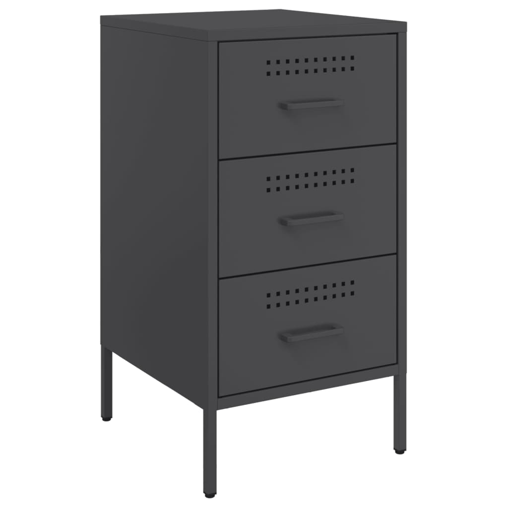 Set of 2 Black Steel Bedside Cabinets - 36x39x68 cm