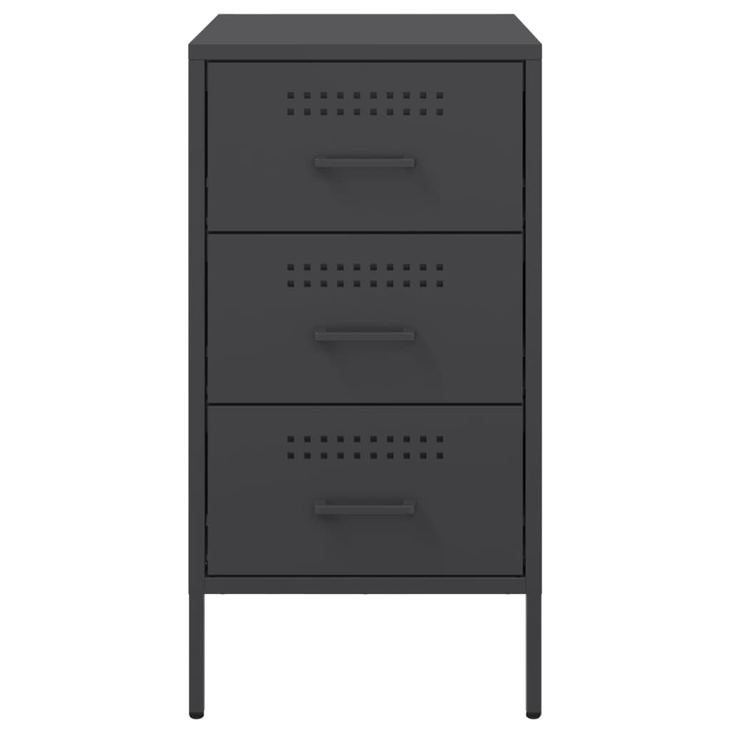 Set of 2 Black Steel Bedside Cabinets - 36x39x68 cm