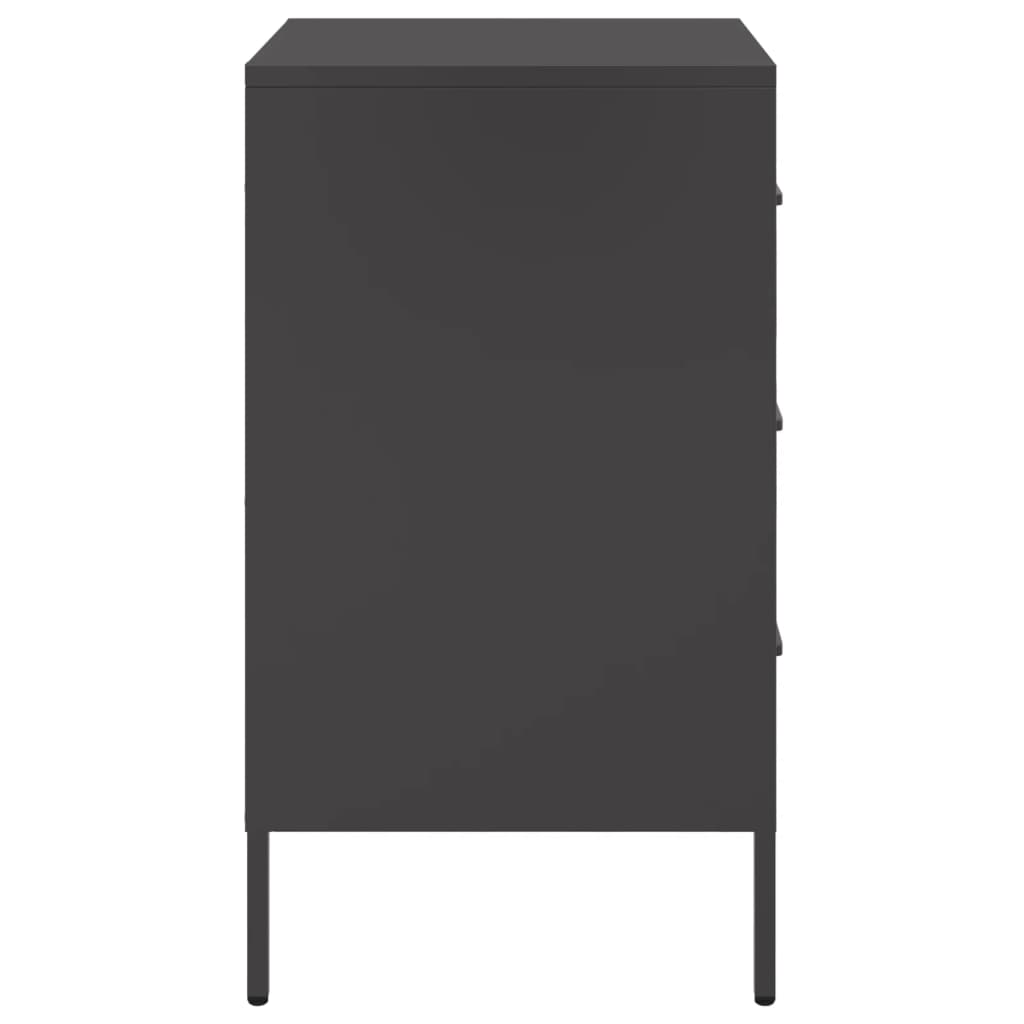 Set of 2 Black Steel Bedside Cabinets - 36x39x68 cm