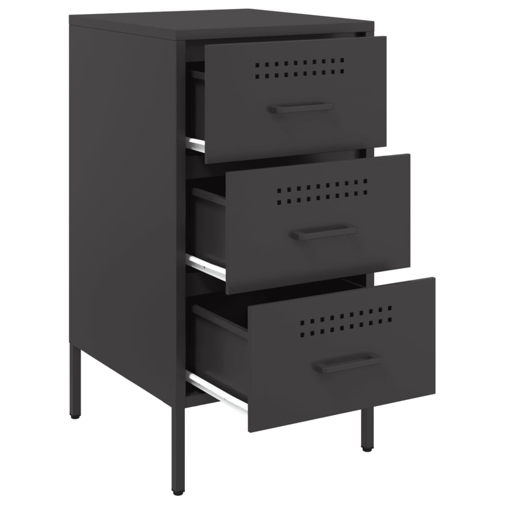 Set of 2 Black Steel Bedside Cabinets - 36x39x68 cm