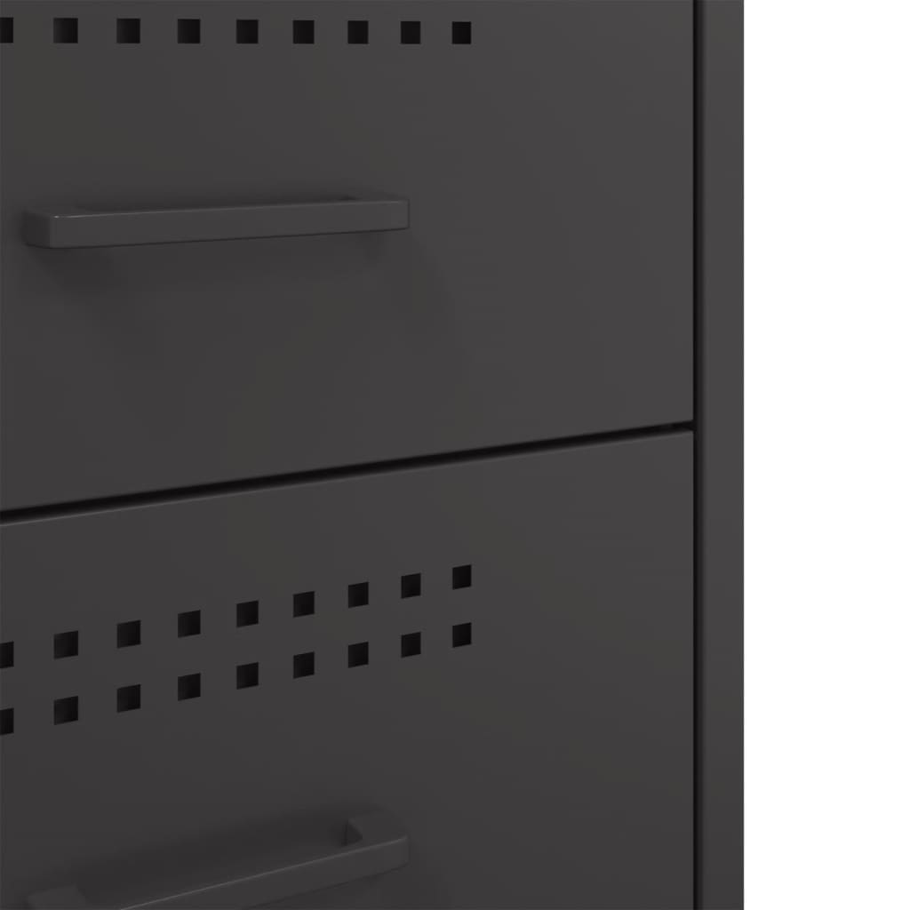 Set of 2 Black Steel Bedside Cabinets - 36x39x68 cm