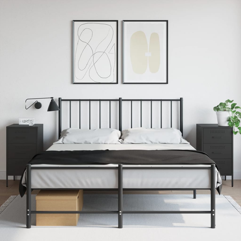 Set of 2 Black Steel Bedside Cabinets - 36x39x68 cm