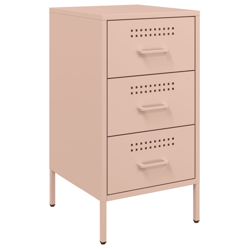 Stylish Pink Steel Bedside Cabinet - 36x39x68 cm