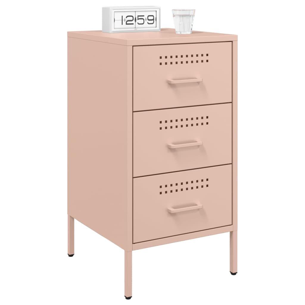 Stylish Pink Steel Bedside Cabinet - 36x39x68 cm