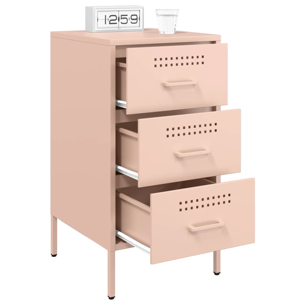 Stylish Pink Steel Bedside Cabinet - 36x39x68 cm