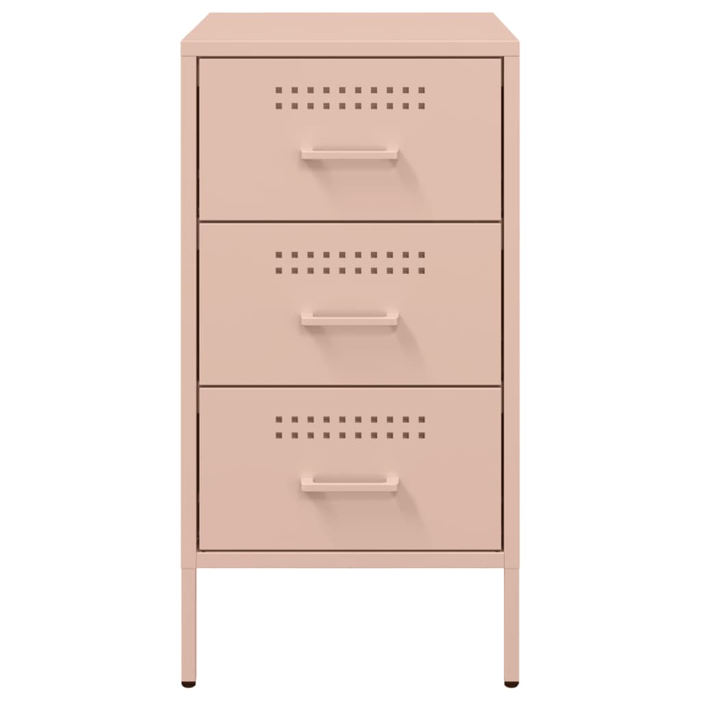 Stylish Pink Steel Bedside Cabinet - 36x39x68 cm