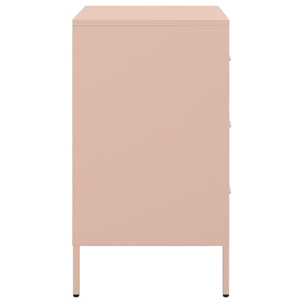Stylish Pink Steel Bedside Cabinet - 36x39x68 cm