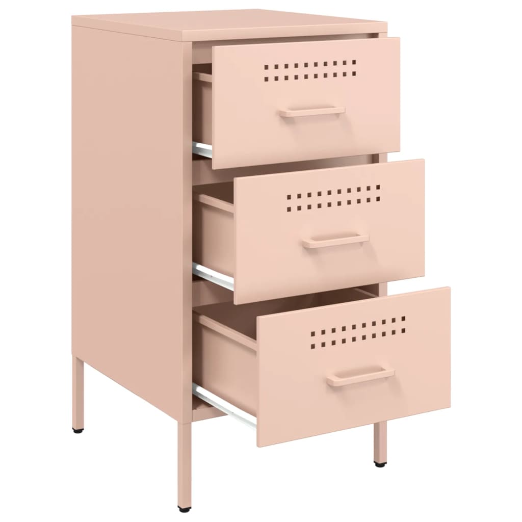 Stylish Pink Steel Bedside Cabinet - 36x39x68 cm