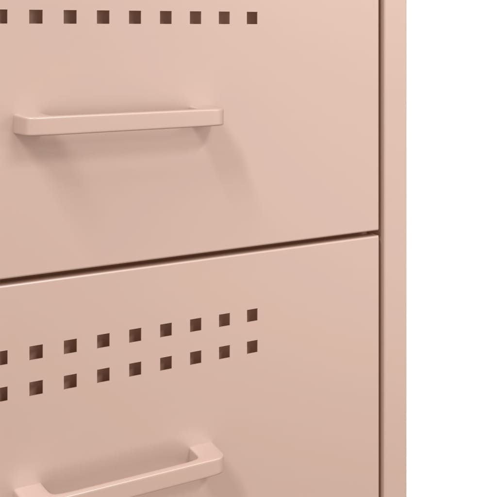 Stylish Pink Steel Bedside Cabinet - 36x39x68 cm