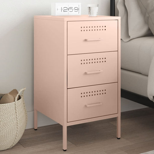 Stylish Pink Steel Bedside Cabinet - 36x39x68 cm