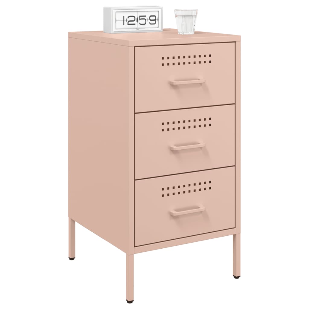Pink Steel Bedside Cabinets - 2 Pcs, 36x39x68 cm