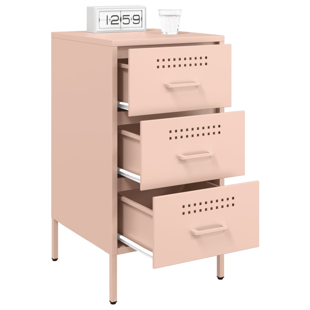 Pink Steel Bedside Cabinets - 2 Pcs, 36x39x68 cm