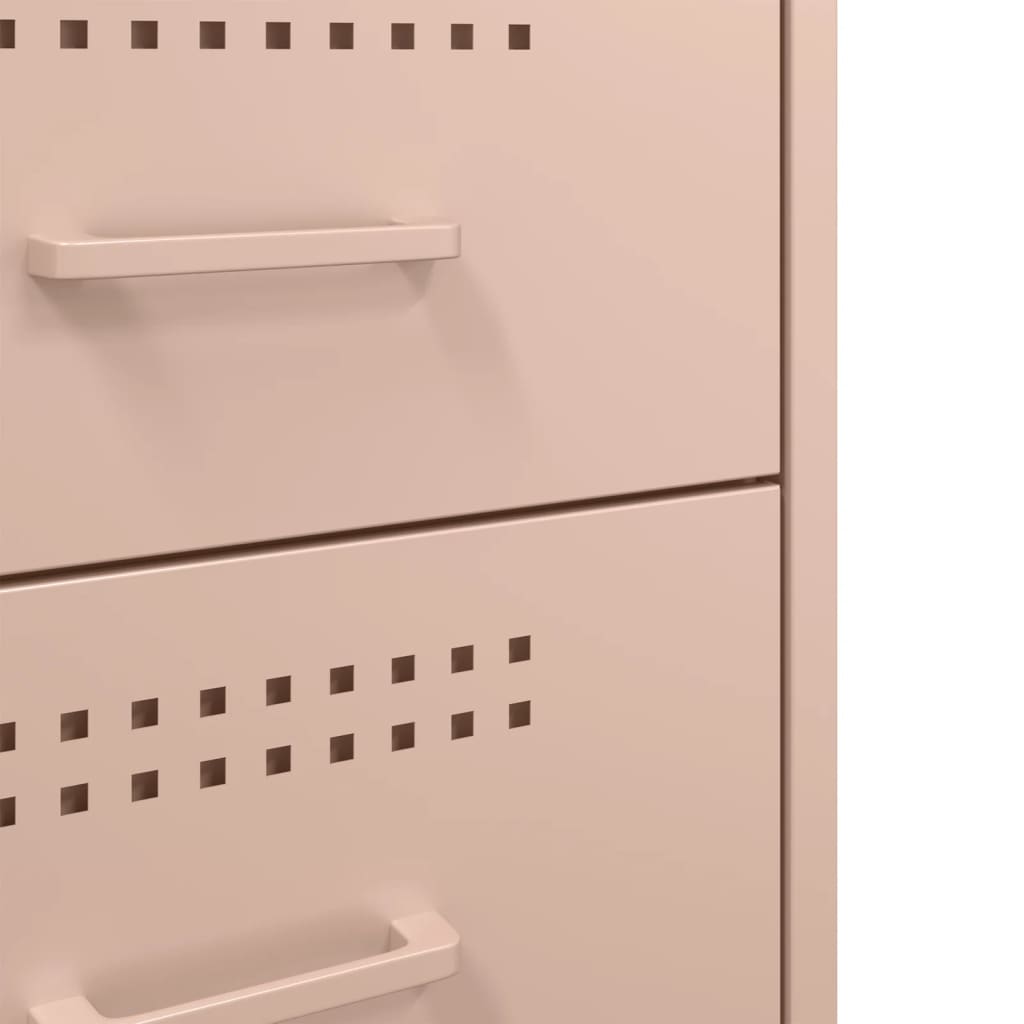 Pink Steel Bedside Cabinets - 2 Pcs, 36x39x68 cm