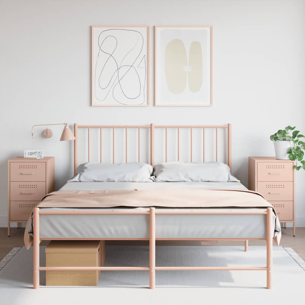 Pink Steel Bedside Cabinets - 2 Pcs, 36x39x68 cm