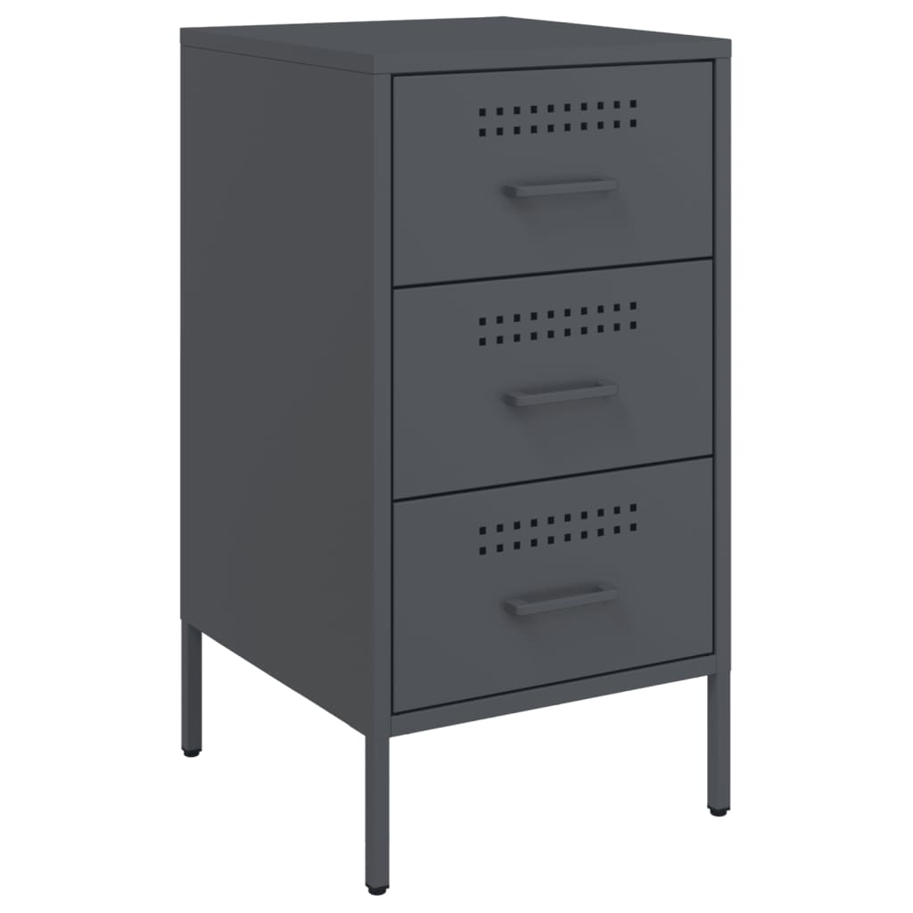 Anthracite Steel Bedside Cabinet 36x39x68 cm - Modern & Stylish